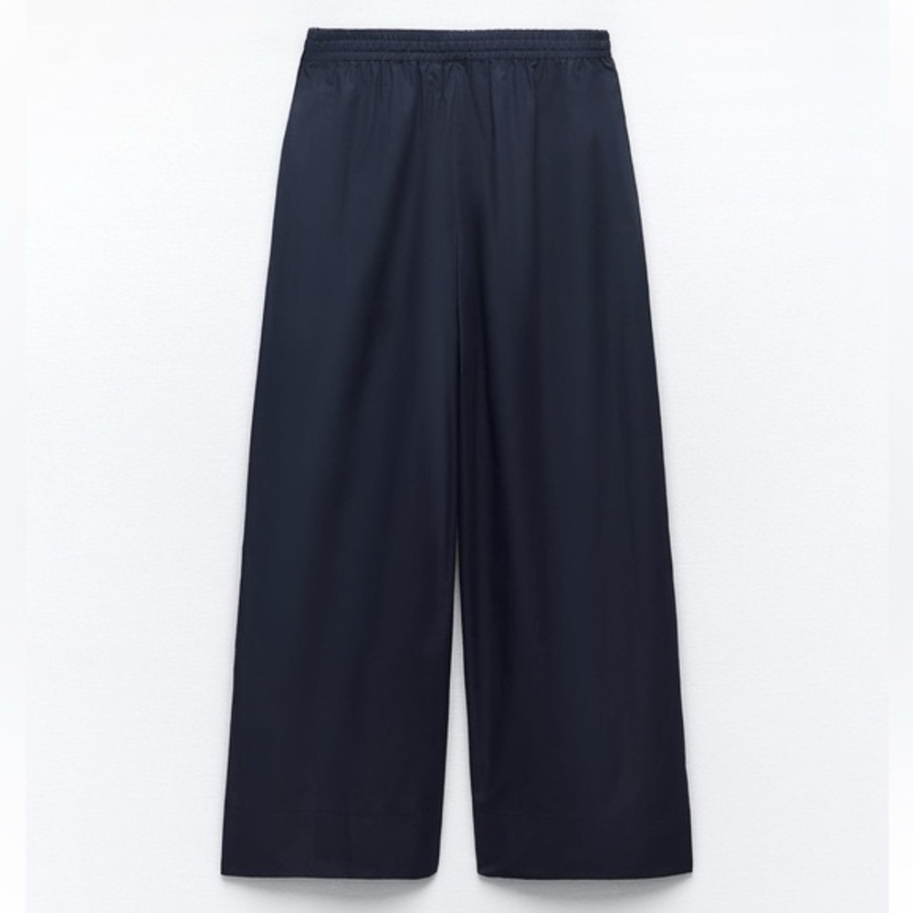 WIDE LEG POPLIN PANTS - Picture 4 of 8
